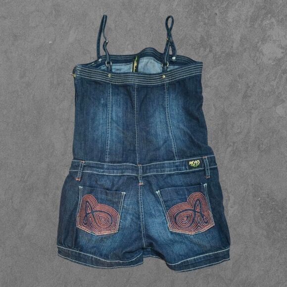 Y2k Akademiks Denim Romper Streetwear 30 - Picture 1 of 6